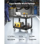 SucceBuy 550 lbs Utility Service Cart Kunststoff-Handwagen mit zwei Ablagen und 360° °   Schwenkräder für die Reinigung von Lagergaragen 2