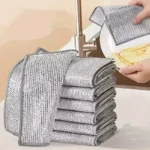 1/50 Stück Magisches Spültuch mit Silberdraht, Reinigungstuch für die Küche, Verdicktes Mikrofaser-Waschtuch mit Integriertem Schwamm und Stahldrahtkugel 5
