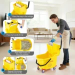32L Edition Handdruckmoppeimer mit Seitenpresse und Schmutzwasserbehälter, tragbarer Rollwagen für Bodenreinigungssystem 4