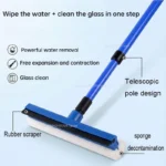 2-in-1 Multifunktions-Glaswischer Fensterreinigungsbürste für Zuhause Teleskopischer Schwamm-Abzieher Glasreiniger Wischer mit Langem Griff 2