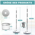 Rotierender Wischmopp mit Eimer & 2 Mikrofaserpads – flexibel, berührungslos, Schmutz- & Wassertrennung, weiß 2