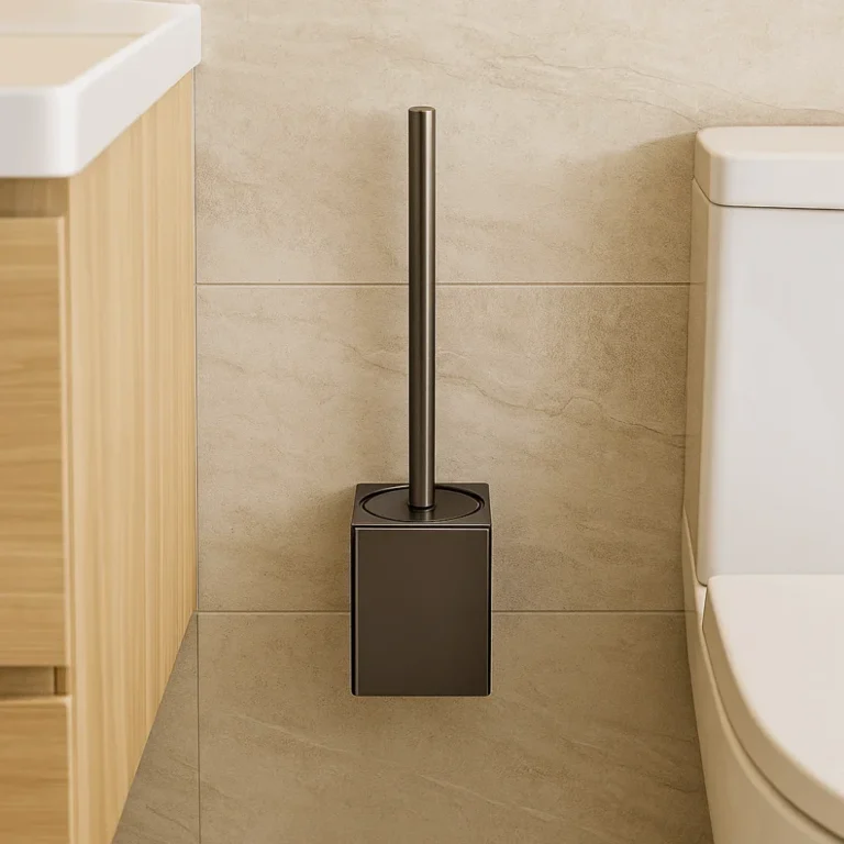 Toilettenbürstenset mit Metallgehäuse, wandmontierte, rostfreie Toilettenreinigungsbürste, keine tote Winkelzone, nagelfreie Installation 2