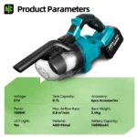 NEWBENY Elektrischer Staubsauger, effizient, kabellos, wiederaufladbar, für den Außenbereich, Haushaltsreinigungswerkzeuge für Makita 18 V Batterie-Pin 4