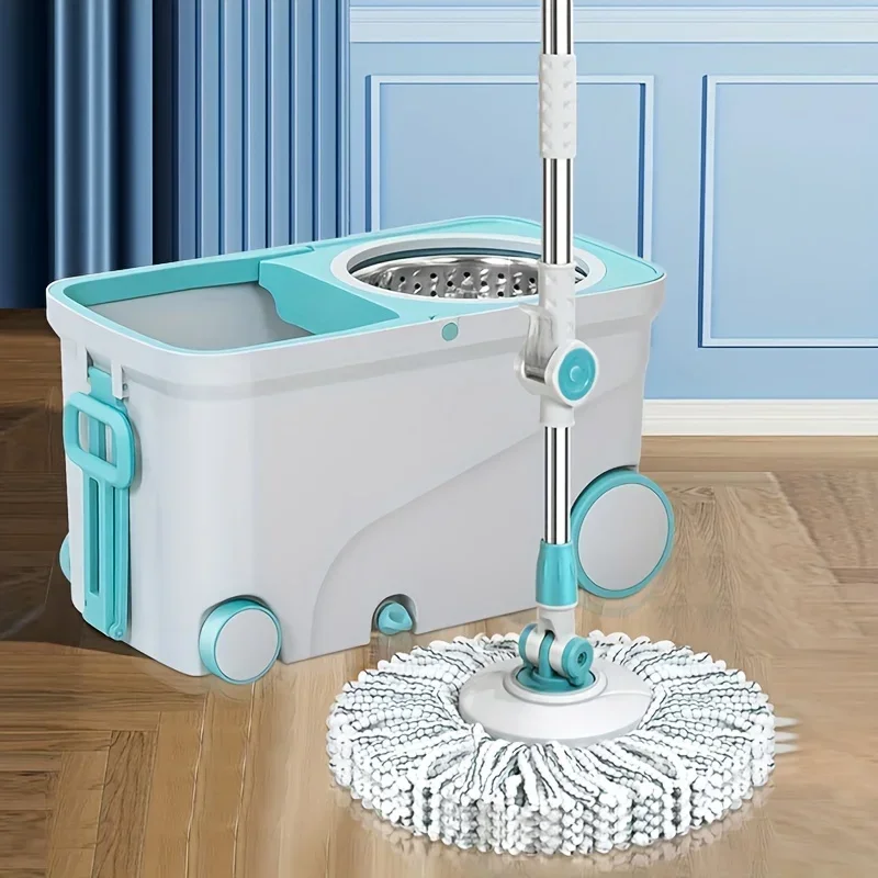 Freihändiges Schleudermop-Set mit Rädern und abnehmbarem Hängeeimer, Waschen und Reinigen 2-in-1, geeignet für Schlafzimmer, Wohnzimmer usw Freihändiges Schleudermop-Set mit Rädern und abnehmbarem Hängeeimer, Waschen und Reinigen 2-in-1, geeignet für Schlafzimmer, Wohnzimmer usw