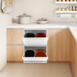 Recycling-Mülleimer mit 4 Fächern, 4 x 33 Gallonen, Abfallsortierbehälter für Küche, Zuhause, Büro, modern, freistehend, Wandmontage 3