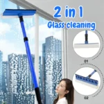 2-in-1 Multifunktions-Glaswischer Fensterreinigungsbürste für Zuhause Teleskopischer Schwamm-Abzieher Glasreiniger Wischer mit Langem Griff