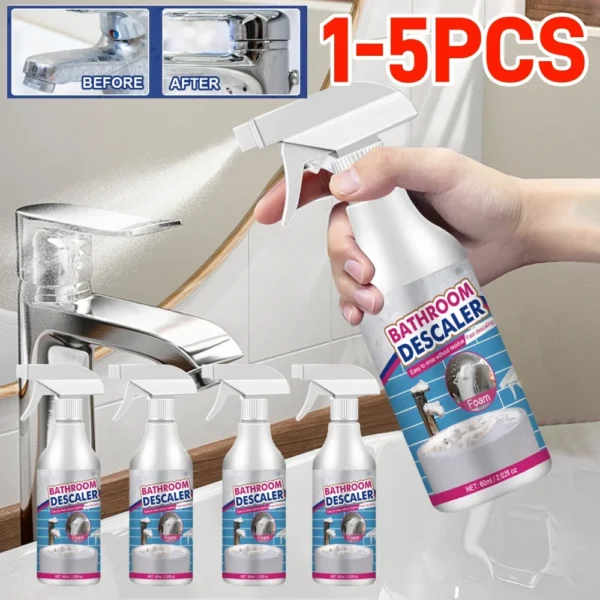 60 ml Badezimmerschaum-Reinigungsspray, leistungsstarkes Mehrzweck-Entkalker-Reinigungsmittel für Badewanne, Toilette, Dusche, Waschbecken, Glaskeramik