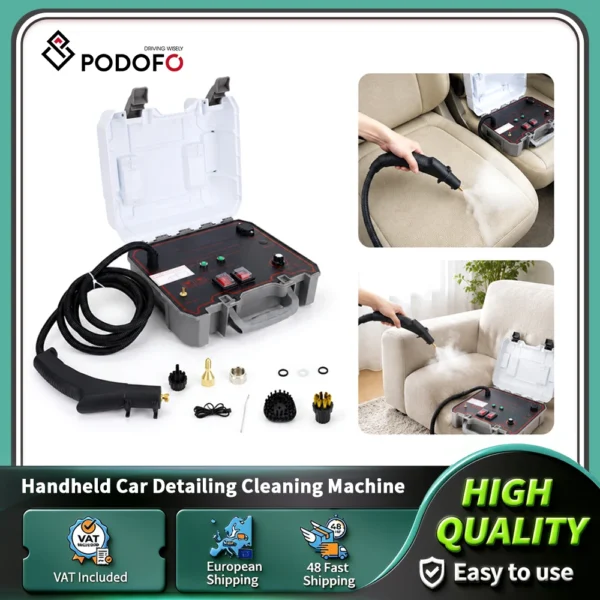 Podofo 1500W Handgehaltene Auto-Detailing-Reinigungsmaschine 220V Kommerzieller Haushalts-Alkalischer Auto-Dampfreiniger Hochdruck- und Hochtemperatur-Dampfreiniger