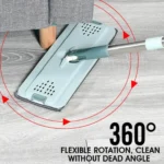 Flacher Quetschmopp mit Eimer, freihändig schwenkbarer Bodenreinigungsmopp, Mikrofaser-Wischpads, Nass- oder Trockengebrauch auf Hartholzlaminat 2