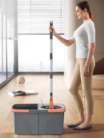 Separates rotierendes Doppeleimer-Mopp-Set für den trockenen und nassen Gebrauch. Neu mit Eimer. Haushaltsmopp, 360-Grad-rotierender Mopp, Hausreinigung