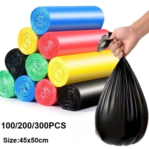100/200/300PCS 5 Rollen 1 Packung Gemischte Farbe Einweg Müllsäcke Küche Lagerung Mülleimer Liner taschen Schützen Kunststoff Abfall Tasche