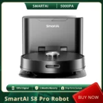 SmartAI S8 Pro Roboterstaubsauger mit Basisstation, 5000 Pa Saugleistung, 380 ml Wassertank, 3 l Mülleimer, 45+ Tage Staubaufbewahrung