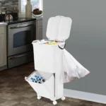 45L Sortier-Mülleimer mit Doppeldeckeln, Großer Haushalts-Abfalleimer, Doppeldeckel-Design für Geruchsisolation, Klassifizierte Abfallaufbewahrung, Robuster Körper, Leicht zu Reinigen, Ideal für Küche, Büro, Zuhause und Innenbereich-Abfallmanagement 3