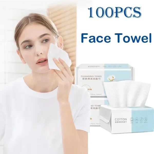 100 Stück Einweg-Gesichtstuch, Baumwollgewebe, weich, dick, trocken abwischbar, wiederverwendbare Make-up-Entferner-Pads, Gesichtsreinigungsgewebe