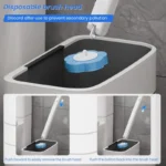Einweg-Toilettenbürste, austauschbare, wandmontierte Toilettenbürste mit langem Griff, Reinigungswerkzeuge, WC-Badezimmerzubehör 4