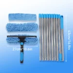 2-in-1 Glasreiniger mit Teleskopstange aus Metall, 27 cm, Reinigungstuch, verstellbarer Fensterwischer für die Glasreinigung zu Hause 4