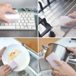 100 Stück Melamin-Schwamm-Radierer, multifunktionaler Schwammreiniger, Radierer, wiederverwendbar, waschbar, leicht, tragbar, für Geschirr, Auto, Büro 2