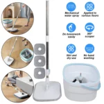 360 °   Spin Mop-Eimer-Sets mit Wring-System, Mikrofaser-Nachfüllungen, Bodenreinigung für den Haushalt, 102–128 cm, ausziehbarer, verstellbarer Griff