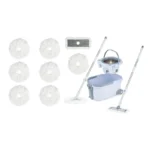Mopp- und Eimer-Set mit 7 runden Moppbezügen und 1 rechteckigem Moppbezug