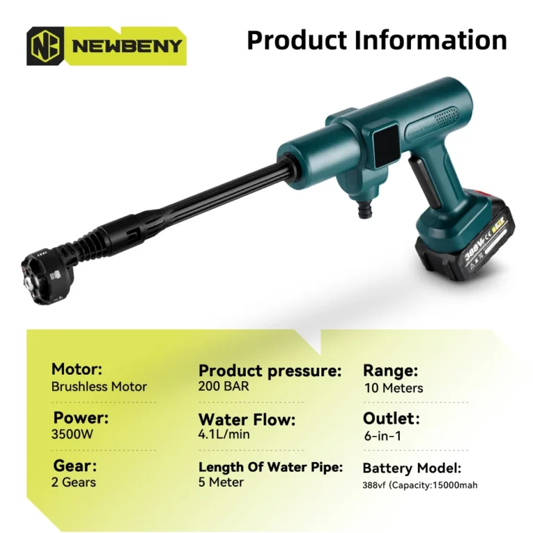 3500 W 200 Bar 6 IN 1 Bürstenlose Elektrische Auto Waschmaschine Pistole Tragbare Cordless Wiederaufladbare Auto Garten Für Makita 18 V Batterie Pin 2