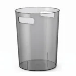 Papierkorb 888 Transparent aus PET | Moderner Mülleimer für Büro, Bad & Kinderzimmer | Schmaler Abfallbehälter mit ergonomischen Griffmulden 27 cm Höhe | 8 Liter (Smoke)