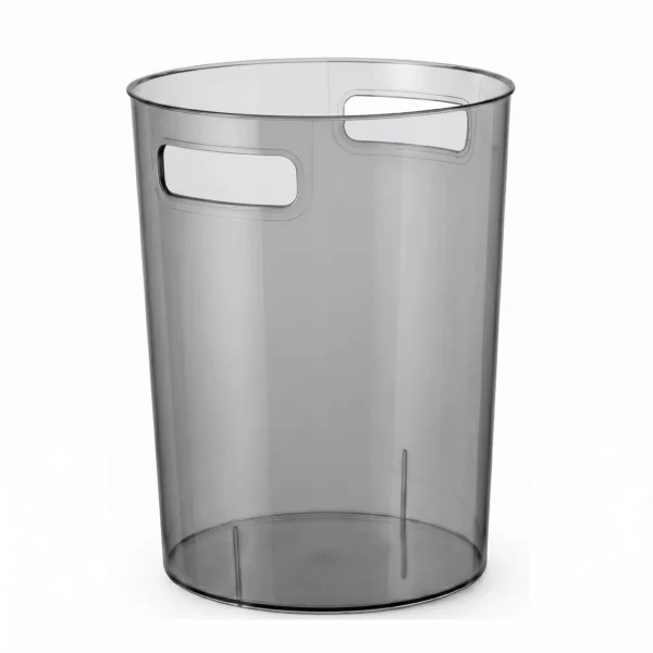 Papierkorb 888 Transparent aus PET | Moderner Mülleimer für Büro, Bad & Kinderzimmer | Schmaler Abfallbehälter mit ergonomischen Griffmulden 27 cm Höhe | 8 Liter (Smoke)
