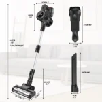 DayPlus Akku-Staubsauger mit aufrechtem Stab, 3-in-1 kabelloser Handstaubsauger 130000 RPM Bürstenlos für Teppiche, Hartböden 6