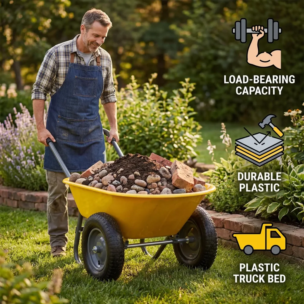 Robuste Garten-Schubkarre mit integriertem Ständer, 2-Rad-/4-Rad-Transportwagen für Haus, Garten und Außenbereich, multifunktional, Handwagen, 2 Varianten zur Auswahl (Bitte bestätigen Sie die Details für jede Variante vor der Bestellung)
