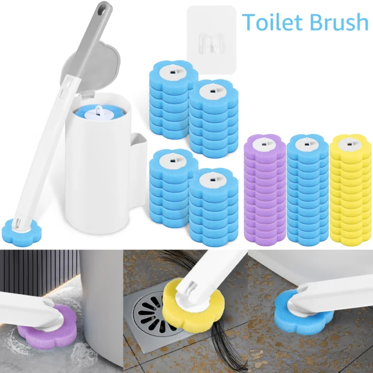Einweg-Toilettenbürsten-Ersatzkopf Reinigungsset Wandmontierte WC-Bürste mit Langem Griff Haushalts-WC-Zubehör Werkzeug 2