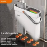Joybos Ultra-Slim Flachmopp-Set mit Eimer 360° °   Schwenkbares, freihändiges Wasch- und Trocknungssystem mit 2 Mikrofaser-Pads für Hartholz, Fliesen und Laminat 3