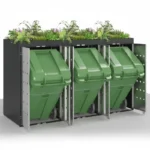 Abfalleimer für 3 Behälter, Anthrazit, großer Küchen-Recyclingbehälter zur Abfalltrennung, moderner Pedal-Mülleimer