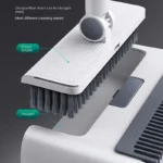 3-in-1 Besen-Kehrschaufel-Bodenbürsten-Set mit Kammzahn-Design, Anti-Haarknoten-Funktion, vertikale Aufbewahrung, Haushaltsreinigungsgeräte für Küche, Bad und Hartböden 4
