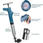 Leistungsstarke Toilettenkolben Edelstahl Rohr Bagger Entblocker Pneumatische Hochdruck Baggerarbeiten Air Drain Blaster Werkzeugset 4