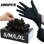 10/20/50/100 Stück schwarze Nitril-Einweghandschuhe für die Arbeit, latexfrei, Heimreinigungshandschuh, strukturierter Mechaniker, Tattoo, Haarfärbemittel, Schönheit