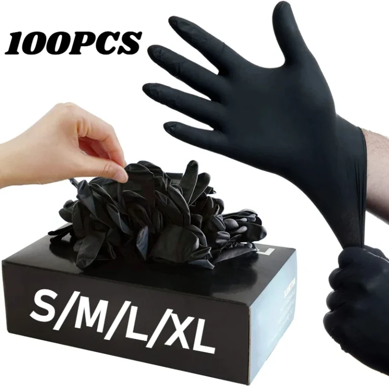 10/20/50/100 Stück schwarze Nitril-Einweghandschuhe für die Arbeit, latexfrei, Heimreinigungshandschuh, strukturierter Mechaniker, Tattoo, Haarfärbemittel, Schönheit