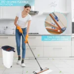 Mopp- und Eimer-Reinigungsset mit 6 Mikrofaser-Ersatzpads, 132 cm verdickter, verlängerter Stiel, getrenntes Schmutz- und Frischwassersystem, integriertes Auswring-System, für verschiedene Bodenarten geeignet, Haushaltsreinigungsgerät 3