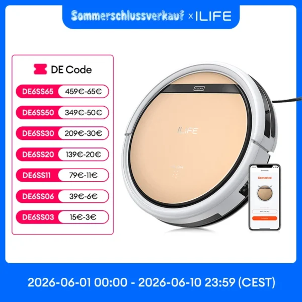 ILIFE V5s Ultra Roboter-Staubsauger und Wischmopp-Kombination, 4000Pa Saugkraft, App-/Fernbedienung, Kartenkennzeichnung, Reinigungsplanung
