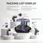 C9S Tragbare Teppichreinigermaschine 13kPa 450W, Polsterreiniger Waschsauger für Auto Sofa, Starker Fleckenentferner gegen Tierhaare mit 3 Bürsten 6
