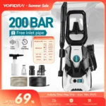 YOFIDRA 200Bar Elektrischer Hochdruckreiniger 2200W Auto-Garten-Wasserreiniger Sprühpistole 0 bis 180 Grad °   Verstellbare Düse