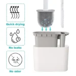Wandmontierte Toilettenbürste mit Halter, Langstielige Silikon-Toilettenbürste mit Weichen Borsten, WC-Reinigungsbürste, Badezimmerzubehör 3