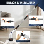 Elektrische Reinigungsbürste, IPX7 wasserdichte Badezimmer-Reinigungsbürste, langer Griff & 2 Geschwindigkeitsstufen, kabellose elektrische Reinigungsbürste mit 9 austauschbaren Bürstenköpfen für Küchen, Badezimmer, Waschbecken, Böden, Autos 8