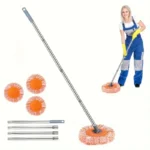 Einziehbares Nass- und Trocken-Deckenwischmopp-Set mit 4 Wischköpfen, Staubmopp für Boden, Wand, Fliesen, Glas, Fenster und Autoreinigung.