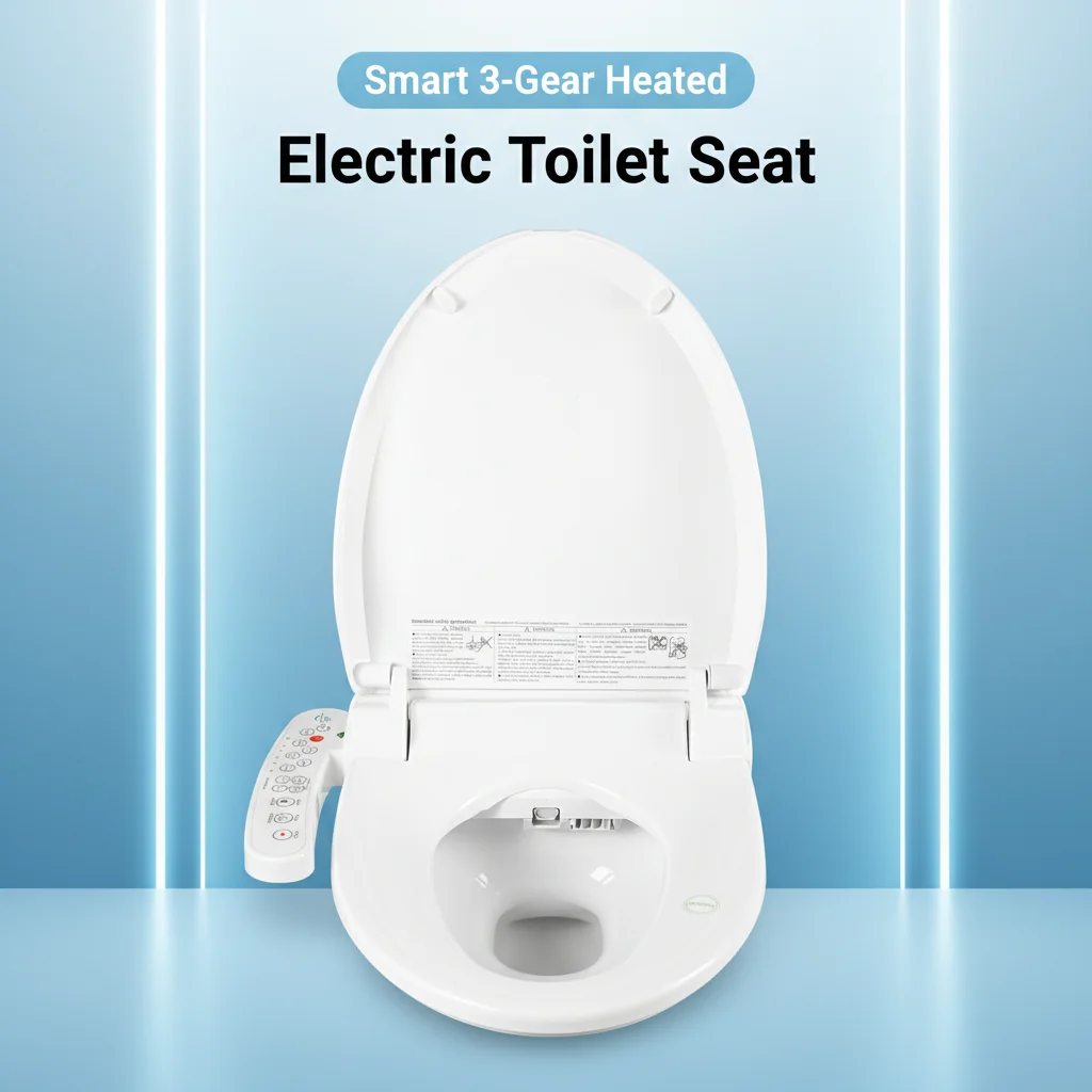  Elektrischer Toilettensitz, intelligenter 3-Gang-beheizter Bidet-Sitz, Hüfte, weibliche Massage, Spülbidet, 250 kg Last, für Zuhause, Hotel, Krankenhaus