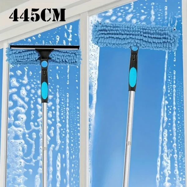 4 Meter 2-in-1-Fensterreinigungsbürste, Rakel-Set, ausziehbarer Griff, langlebiger Edelstahl, hohe Reichweite, Glasreinigung für den Außenbereich