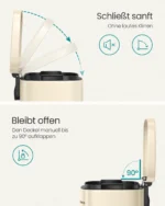 SONGMICS Mülleimer Küche, 50 Liter, Abfalleimer, Treteimer, mit Deckel, Softclose, Fußpedal, Stahl, Inneneimer 3