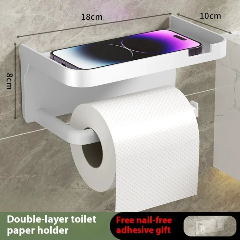 Toilettenpapierhalter, Kunststoff-Aufbewahrungsregal, Küche, Handtuch, Platzierung von Gewürzflaschen, Badezimmer, Wandrolle aus Papier, Telefonaufbewahrung 2