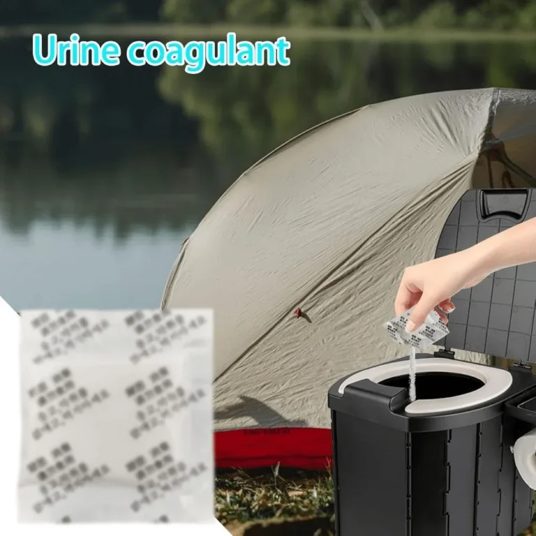 100-teiliges tragbares Camping-Toiletten-Set: 50 Müllbeutel + 50 Toiletten-Gel-Packs. Passend für Standard-18,93-Liter-Eimer, ideal für Camping, Wandern 2