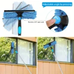 2-in-1-Schaber-Set zum Reinigen von hohen Fenstern (einschließlich 1 drehbarer Kopf und 4 austauschbaren Bürstenköpfen) (einschließlich Verlängerungsstange) 5