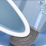 1 Stück Wandmontierte Toilettenbürste mit Silikon-Flachbürstenkopf - Badezimmer Toilettenreinigungswerkzeug Flachkopf Toilettenbürste Reiniger 4