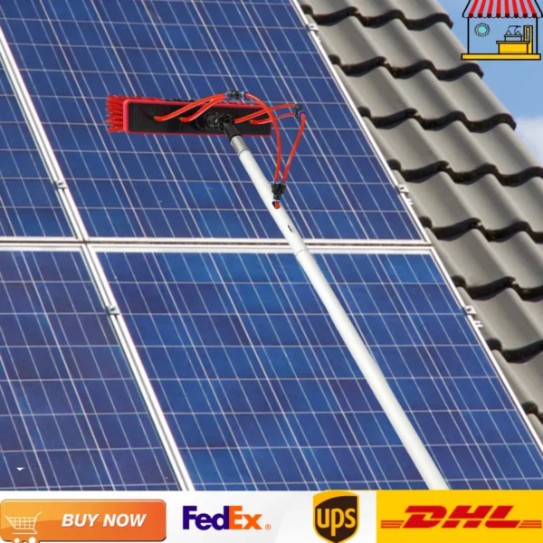 16,4 Fuß ausziehbare Solarpanel-Reinigungsbürste und -stange |    Teleskopische Solarpanel-Unterlegscheibe mit hoher Reichweite für Fenster